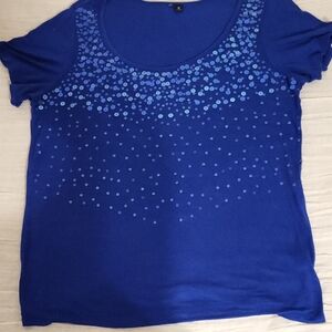 Blue Women's 1x  Top with Sequin Detail